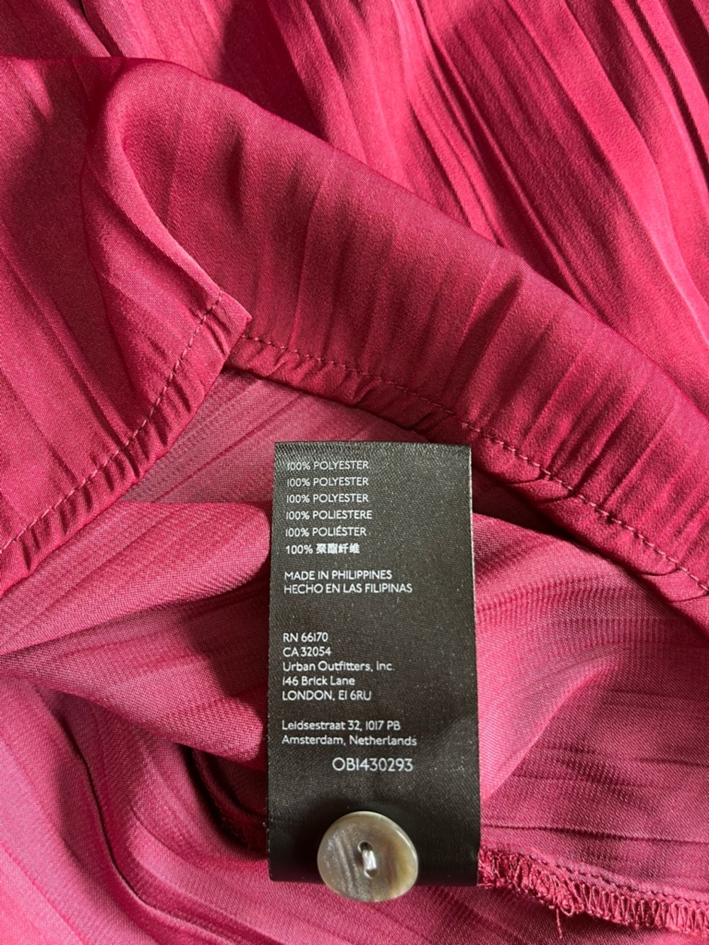 Anthropologie Pleated Button-Front Satin Blouse in Berry Red - Medium - Picture 4 of 6